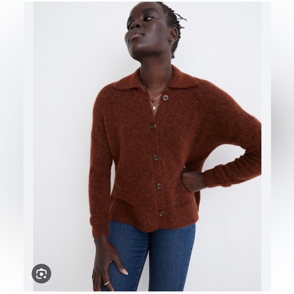Mohair-Blend Madewell Rust Cardigan Sweater